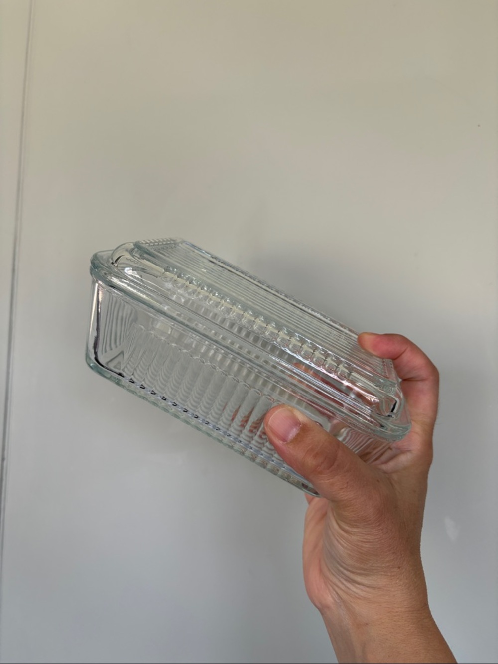 Vintage Clear Glass Rectangular Butter Dish